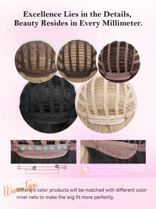 16 Zoll natürlicher Farbverlauf Schwarz Braun mittellanges lockiges Perücke aus hitzebeständiger Synthetikhaar Perücke mit Pony in Acht-Form für Frauen, für den täglichen Gebrauch, Partys, Muttertag, Musikfestivals