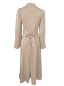 上衣春季新款修腰纯色长袖连衣裙配腰带女士优雅连衣裙优雅缎面复古连衣裙