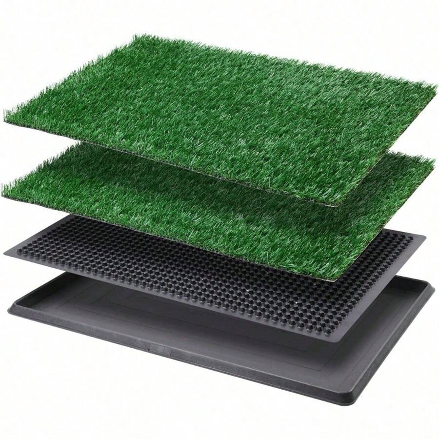Dog Grass Pad With Tray Large, Indoor Dog Potties For Apartment And Patio Training, With 2 Packs  Dog Grass Pee Pads For Replacement - Green - View 1