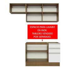 Cocina Integral Completa Modular Madesa Glamy 180cm Color Marrón/Blanco 09 - Marrón y Blanco - Ver 5