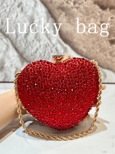 1pc Women's Fashion Red Heart-Shaped Crystal Handbag, Design For Wedding, Evening Party, Formal Occasions, Suitable As Ladies' Gift , Wedding