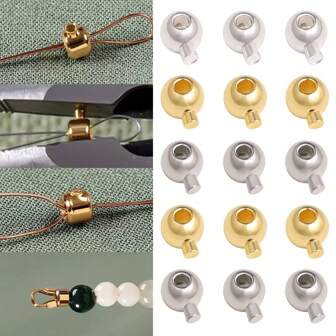 10 件 3 毫米圆形压接珠夹扣按扣适用于手链项链珠宝制作配件