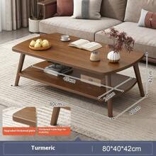 31.5"X15.7" (80x40cm) Coffee Table With 2-Tier Storage, Solid Wooden Legs, Sturdy And Durable, Suitable For Most Sofa Heights - Multicolor - View 9