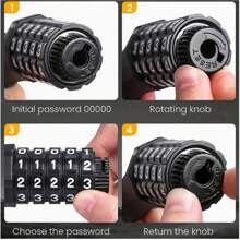 Heavy Duty Combination Bike Lock - Reinforced Anti-Cut Anti-Rust Cable, 12mm Thick, Black Finished, Button Control, Tungsten Steel Cable Lock For Mountain Bike And Road Bike - Multicolor - View 9