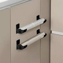 4 Stücke einstellbare Kunststoff Aufbewahrungshaken, einfach an Schranktüren zu montieren, Multifunktionstablett für Folie, Müllbeutel, Regenschirme