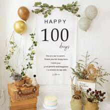 1 tấm banner chụp ảnh trẻ sơ sinh theo chủ đề rừng, tấm thảm trang trí tiệc sinh nhật theo phong cách Nhật Bản cho lễ kỷ niệm 100 ngày - trắng - Xem 7