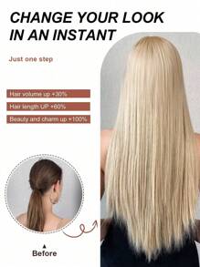 Clip In Hair Extensions Blonde Color 7 PCS Set 24 Inch Long Straight Hair Extension For Women Full Head Synthetic Hair Extensions Hairpieces