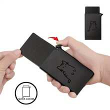 超薄 RFID 屏蔽铝制钱包，男女适用 - 黑色，带有可爱猫咪设计，弹出式卡夹，防盗保护，非常适合商务信用卡，女士小钱包，钱包，迷你钱包，钱包，卡包 - 彩色 - 查看 5