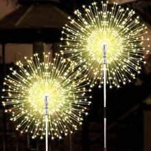 2 Packs Solar Lights Outdoor 150/60/200 /120/240/360/480 Solar Lights Dandelion 8 Modes Garden Decoration Solar Fireworks Solar Garden Lights