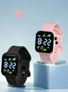 1pc/2pcs New LED Digital Electronic Watch With Digital Display, Suitable For Cycling, Swimming, Horse Riding, Coconut Tree, Octagonal Strap, Simple Fashionable Vacation Style Couple Watch, Ideal Gift For Valentine's Day, Holidays, Birthday - Multicolor - View 19
