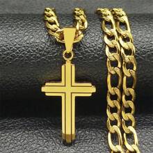 Stainless Steel Cross Necklaces For Men Gold Silver Color Hip Hop Man Necklace Jewelry