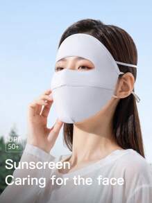 GOLOVEJOY 1pc Summer New Full Face Sun Protection Mask, Ice Cooling Breathable UV-Proof Mask, Solid Color Elegant Face & Eye Shade, Unisex, Suitable For Cycling, Driving, Hiking, Outdoor Sports