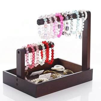 1 件木制珠宝架，项链手链展示收纳架，适合家庭使用
