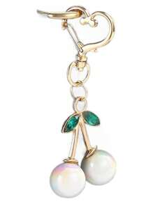 心形镶钻樱桃钥匙扣，创意红樱桃形锌合金钥匙圈，时尚水果风格珠宝配饰，可作为女士包包或汽车钥匙，生日/派对礼物，适合日常使用，可爱情人节情人 - 彩色 - 查看 6