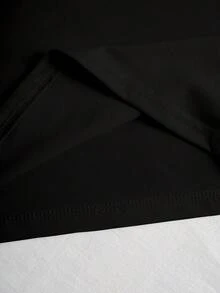 Casual Versatile Solid Color Short Sleeve Regular T-Shirt - Black - View 4