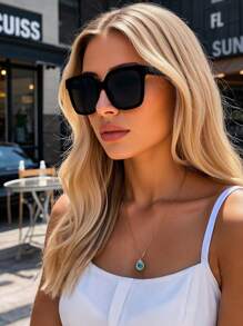 Polarized Sunglasses Vintage Square Oversized Plastic Fashion Glasses Classic Unisex Outdoor Sports Cycling Eyewear For Travel Beach Driving Fishing UV Protection