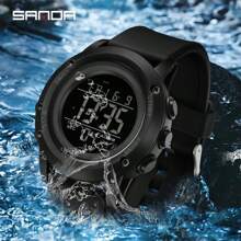 SANDA. Montre homme d'alarme SANDA, montre de mode électronique, montre de sport outdoor, montre de luxe multifonctionnelle étanche 5 bars, montre numérique LED