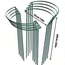 8/10 Pack Plant Support Stakes, Half Round Metal Garden Plant Stake Indoor Peony Cages And Supports, Green Plant Support Ring Border For Tomato,Hydrangea,Flower Outdoor