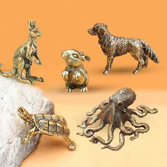 1 件黄铜迷你动物雕像、金属工艺装饰、微型景观配件、生日礼物