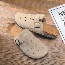 男士木纹一脚蹬穆勒鞋、软木夏季休闲露背凉鞋、男女通用大码办公室木屐