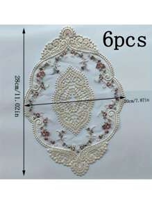 1pc French Lace Embroidered Mat, Decorative Vintage Organza Pad For Furniture, Bedside Table, Photography Prop, Coaster