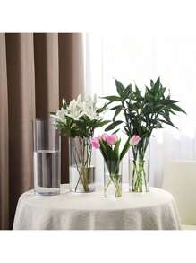 1pc Acrylic Vase, Modern Decoration Transparent Vase For Living Room And Dining Table, Unique Vase For Room Decoration, Transparent Vase For Nurturing Flowers, Flower Vase For Placing Flowers, Circular Vase For Waking Up. - Clear - View 1