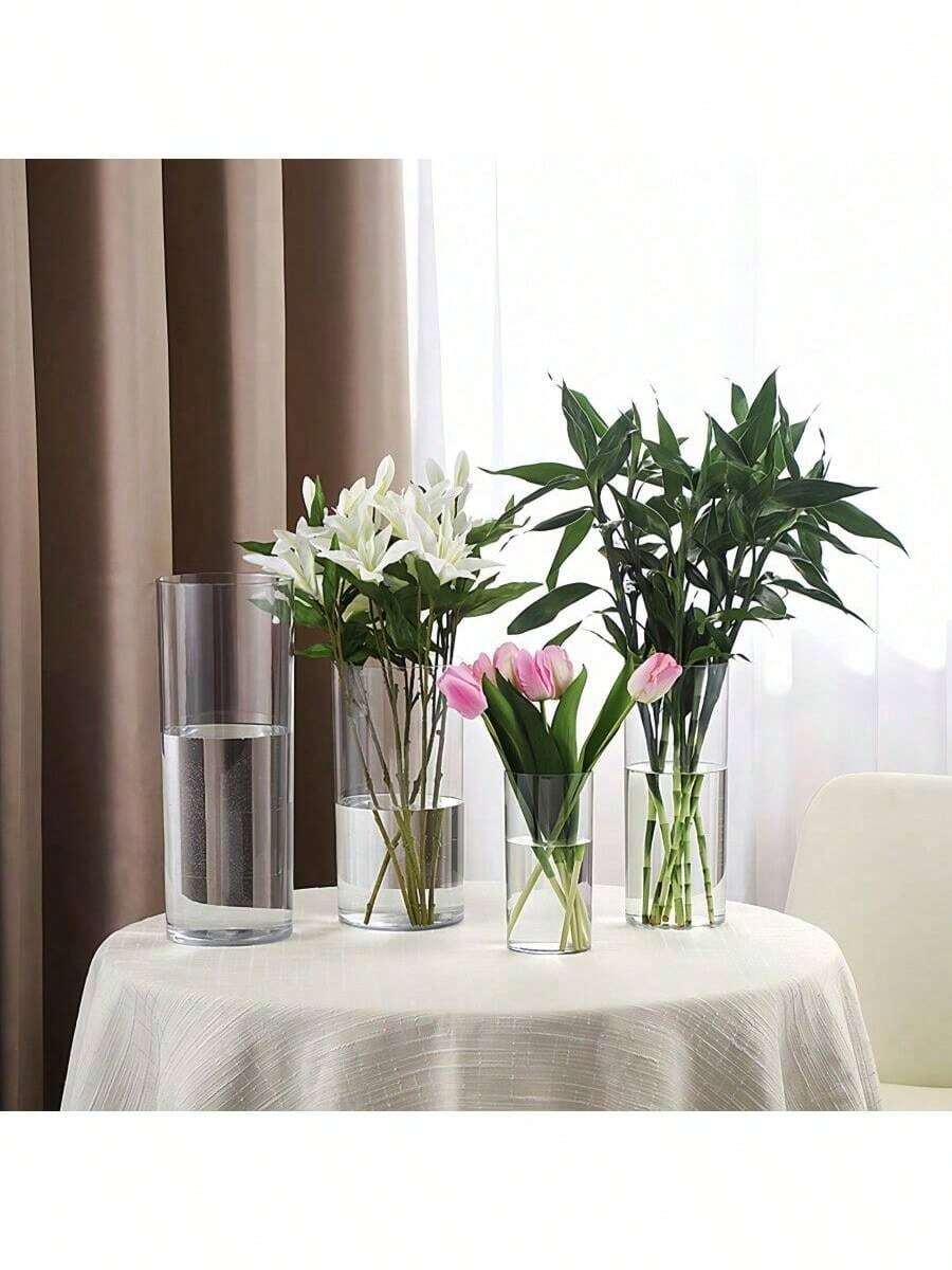 1pc Acrylic Vase, Modern Decoration Transparent Vase For Living Room And Dining Table, Unique Vase For Room Decoration, Transparent Vase For Nurturing Flowers, Flower Vase For Placing Flowers, Circular Vase For Waking Up. - Clear - View 1