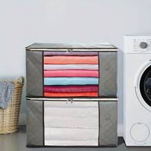 6pcs Set Of Foldable Quilt Storage Bags, Dust-Proof Bags, Thickened Large-Capacity Storage Bags, Moving And Packing Bags, Visible Storage And Luggage Packing Bags, Clothing Protection Bags, Student Dormitory Storage Under The Bed, Bedroom Seasonal Clothing Storage And Organization Artifact, Under-Bed Storage.