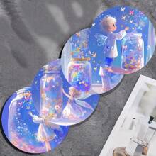 4pcs Round Coasters, Colorful Printed Heat Insulation Coasters With Magical Pattern, Non-Slip Table Mats, Kitchen Supplies, Car Coasters, Room Decor - Multicolor - View 12