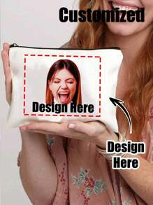 Custom Face Pouch Cosmetic Bag With Photo Picture Customized Friend's/Family's/Your Own Face-Personalized Photo Collage Tote Bag-Gift For Girlfriend/Wife, Valentines Gift, Customized Bag,Custom Print Tote With Photo Of Family Friend Pets