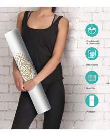 Non Slip Yoga Mat TPE Workout Mat For Men Women, Thick Workout Mat With Carrying Strap, Fitness Mats For Exercise, Yoga, Fitness, Pilates, Floor Workouts (72" X 24" X 6mm)