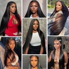 VIOLLY 13*4 Straight Forehead Lace Wig 18-Inch Women's Wig Black Glue-Free High-Definition Forehead Lace Wig Fashionable And Elegant Suitable For Any Occasion