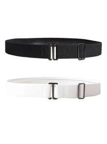 1/2件装 女士隐形弹力腰带 透明弹力织带腰带 平扣