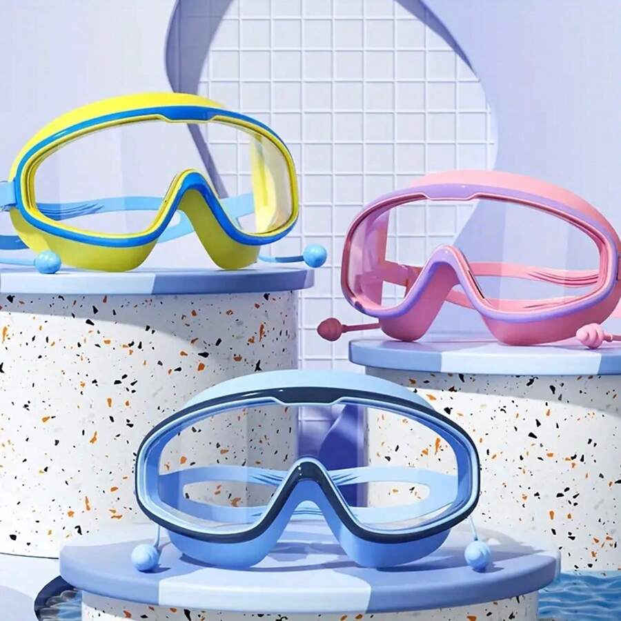 Children's Swimming Goggles, Large Frame Waterproof And Anti-Fog Swimming Goggles, Suitable For Boys And Girls Ages 3-14