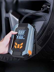 Starthilfe mit Luftkompressor, 3000A Auto-Batteriestartkabel tragbar (6,5L Motor) mit 150 PSI kabelloser Auto-Ausschalt-Reifenfüller, 12V Autobatterie-Starthilfe für kompakte Fahrzeuge, ausgestattet mit LED-Leuchten und Powerbank