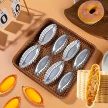 Aluminum Boat Shaped Tart Mold - Baking Pan For Madeleines Cookies & Pastries - Scalloped/Smooth Edge Design - 9.5cm/11.8cm Oven Baking Tool - Multicolor - View 6