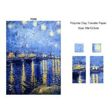 Van Gogh Monet Serie Zacht Aardewerk Speciaal Aquarel Transferpapier DIY Oorbellen Sieraden Kleuren Stickers Polymeer Klei Gereedschap