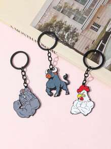 1 件锌合金卡通超级反派小鸡钥匙扣，可爱包包钥匙圈，小狗，钥匙扣礼物 - 彩色 - 查看 6