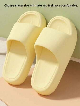 男士柔软、舒适、时尚、多功能、厚底、防滑、防臭 EVA 浴室拖鞋、简约黄色设计、四季皆宜