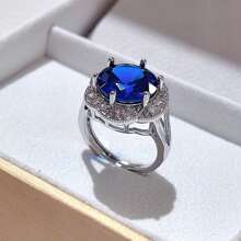 1 件时尚优雅可调节铜戒指，带多色方晶锆石花瓣，适合订婚、求婚、节日和送礼