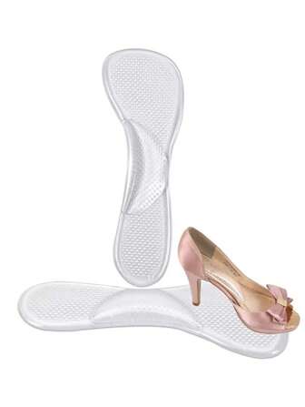 1 双透明凝胶女式足跟垫，3/4 长度防滑防摩擦鞋垫