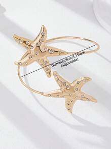 1 Pc Starfish Arm Cuff Summer Vacation Arm Bangle Upper Arm Band Vacation Beach Style Arm Band Jewelry - Multicolor - View 3