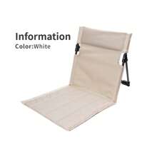 1 pieza Cojín de asiento con respaldo integrado para exteriores, silla plegable para camping y jardín, silla individual portátil para el ocio, para viajes y la playa