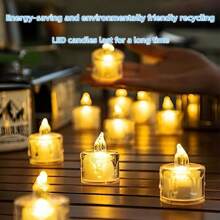 24 Pcs LED Electronic Candles, Crystal Mini Realistic Birthday Decorative Candle Holders, Transparent Dripping Romantic Atmosphere Candles, Tea Lights, Birthdays, Parties, Weddings, Holiday Decorations, Electronic Candle Lights With Batteries, LED Candles, Fake Candles, Candle Lights, Flameless Candles, Gifts, Home Decor
