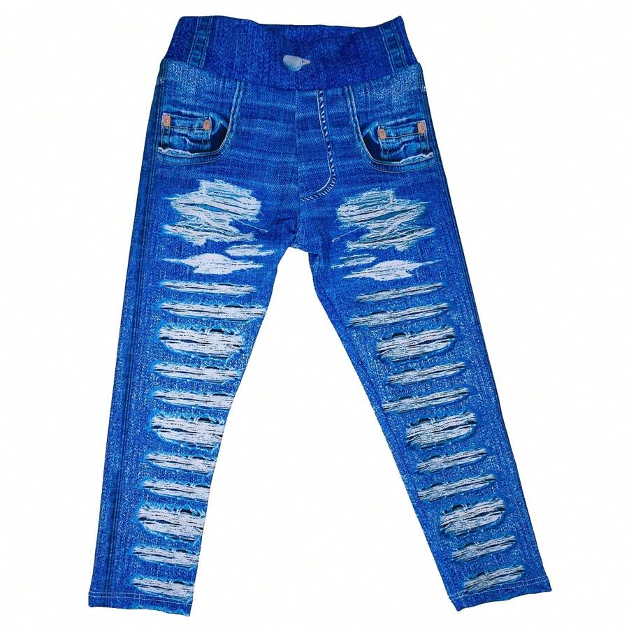 Calça Legging Infantil De Menina Imita Jeans Modinha