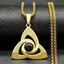 Viking Trinity Knot Necklace For Women Men Stainless Steel Tiger Eye Witch Irish Celtic Lucky Amulet Chain Jewelry - Necklace - View 10