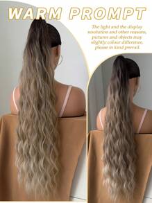 32 Inch Ombre Wavy Soft Synthetic Hair Extension, Suitable For Women, With Claw Ponytail - Ombre - View 7