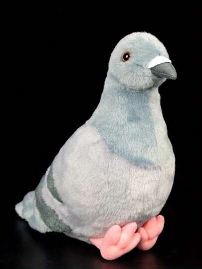 1 pieza Juguete de peluche suave y lindo de paloma - Animal de peluche gris realista con patas y pico rosados, ideal como regalo para niños, diseño de ave juguetona, juguete de ave juguetona | Diseño de animal realista | Juguete de peluche, regalos de paloma