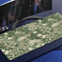 Large Extended Computer Floral Mouse Pad With Non-Slip Rubber Base, Long Gaming Mouse Mat With Stitched Edges, XL Flowers Plants Mousepad For Laptop