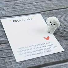 1/2pcs Animal Print Pocket Hug Greeting Card With Dog-Shaped Resin Token - Personalized Touch For Any Occasion, Wedding, Friendship, Miss You - Versatile Mini Keepsake Gift For Anyone - Multicolor - View 7